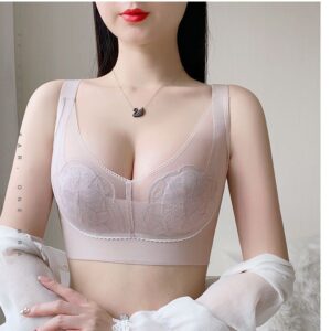 Ultra-Thin Bunny Ear Cup Minimizer Bra, Summer Seamless 3/4 Coverage Wireless Bra for Women - Underarm Support, Anti-Sagging, Lightly Lined, 4-Hook Back Closure