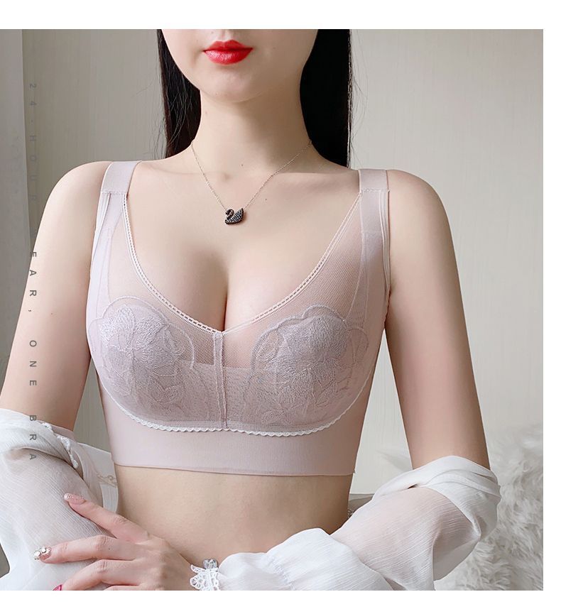 Ultra-Thin Bunny Ear Cup Minimizer Bra, Summer Seamless 3/4 Coverage Wireless Bra for Women - Underarm Support, Anti-Sagging, Lightly Lined, 4-Hook Back Closure